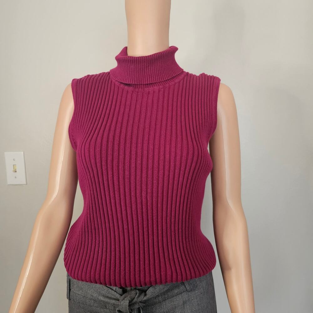 XPRES Ribbed Sleeveless Turtleneck Sweater Vest – Burgundy Wine – XL